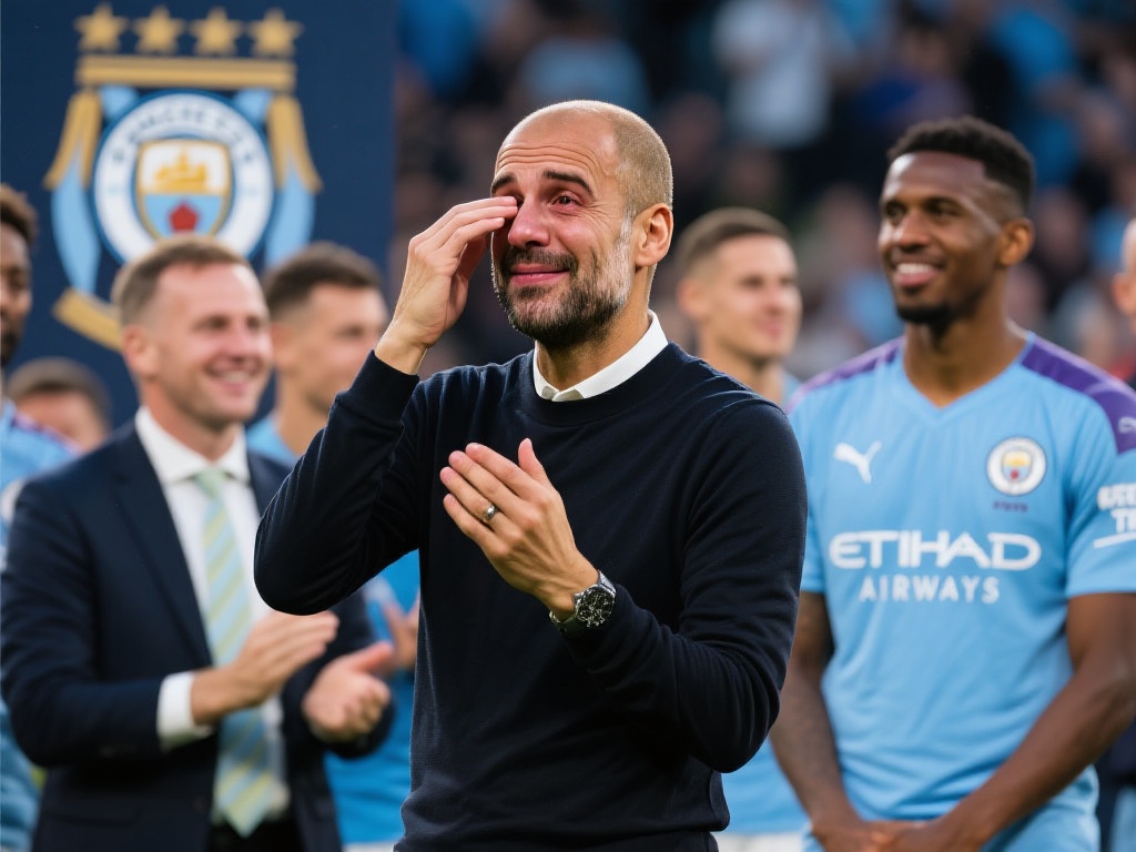 瓜帅动情落泪!曼城万人告别传奇,雕像永存敬大师 瓜帅流泪的瞬间,成为仪式的亮点,也成全了